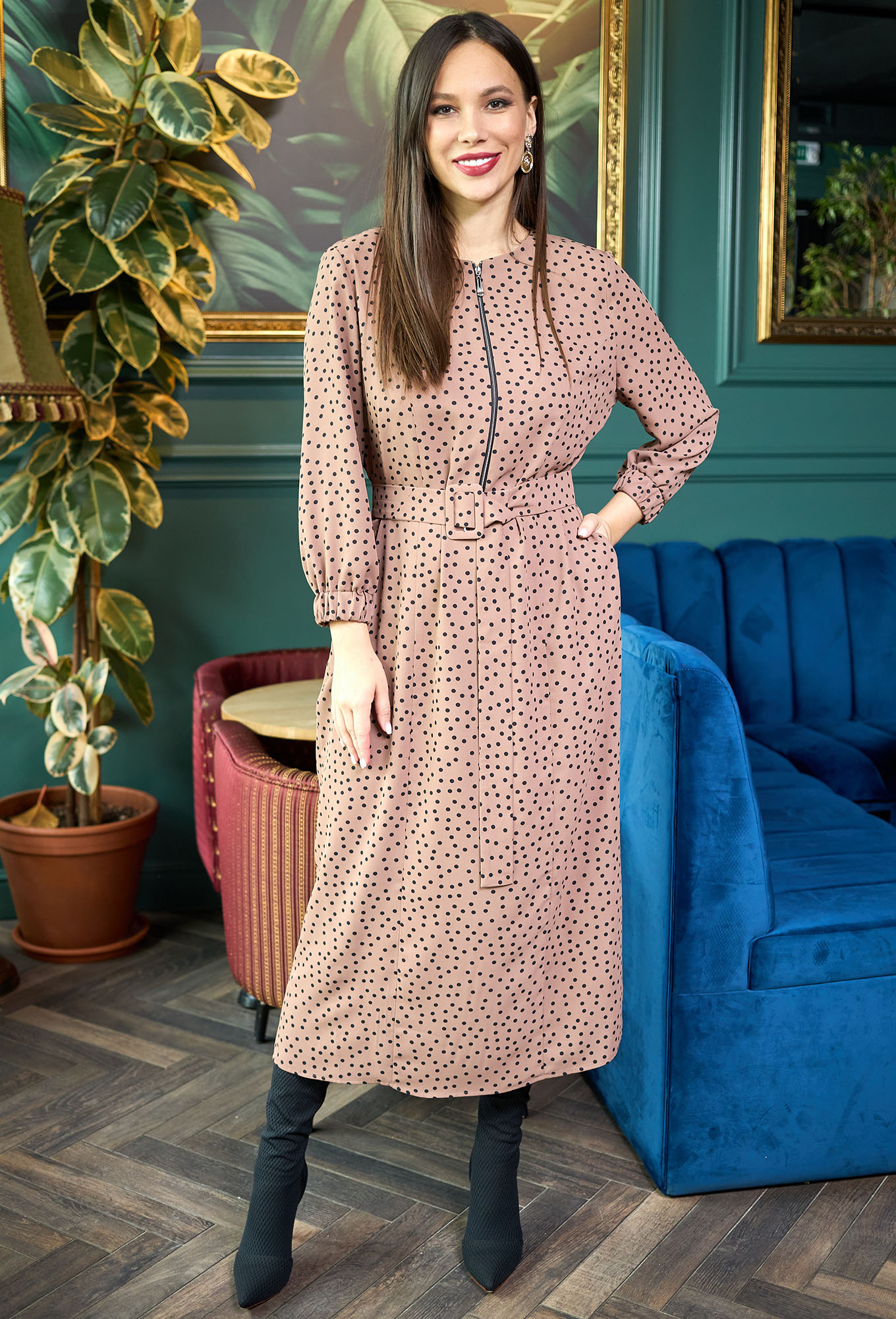 ст. цена2499руб.! Платье Anastasia Mak 903 бежевый горох