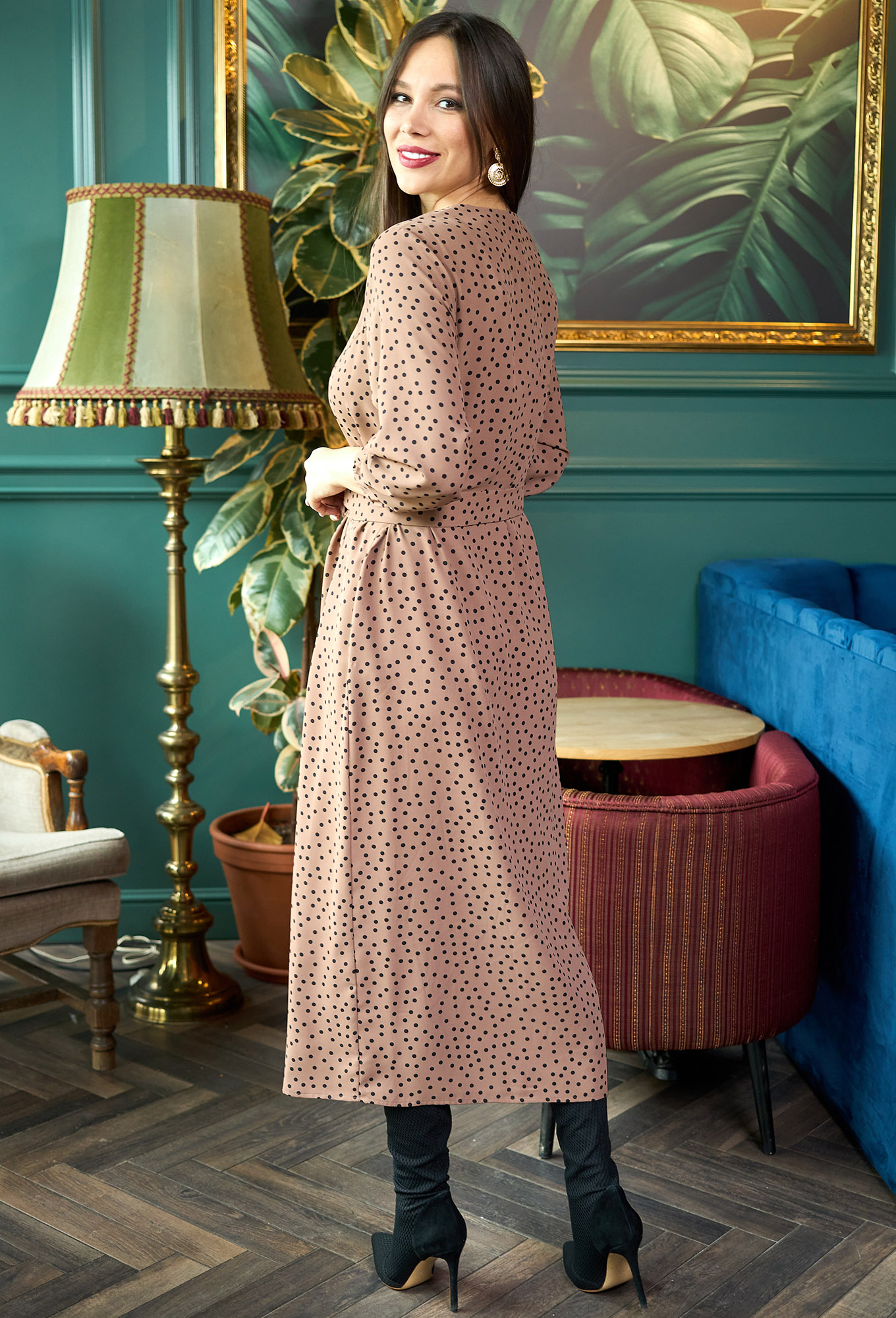 ст. цена2499руб.! Платье Anastasia Mak 903 бежевый горох