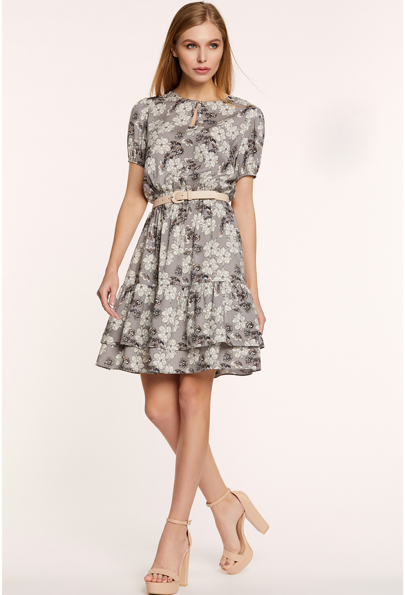 ст. цена2499руб.! Платье Bazalini 4198 серый цветы