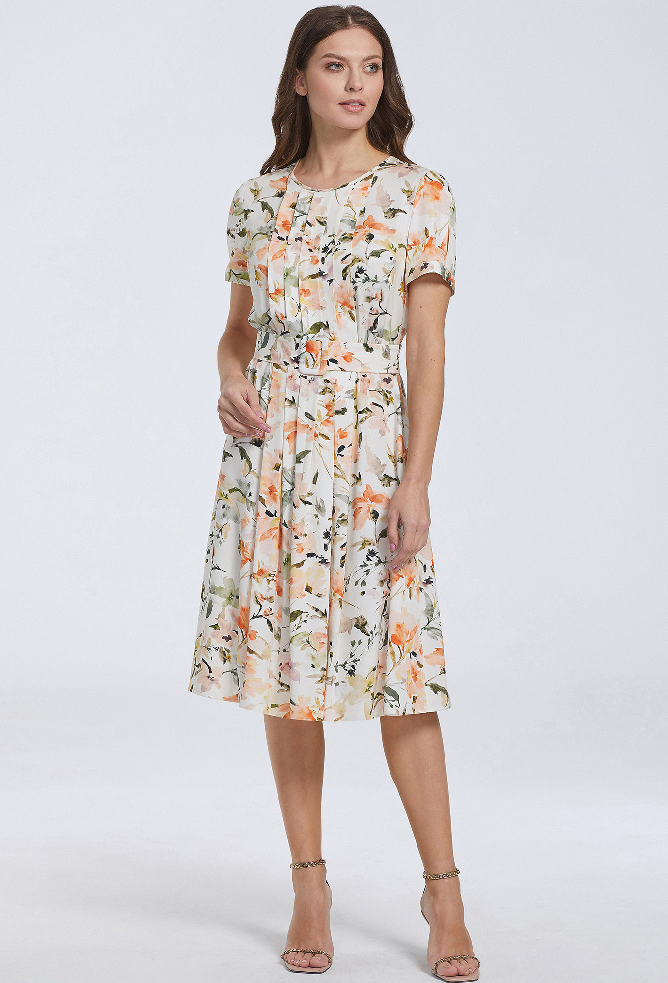 ст. цена2499руб.! Платье Bazalini 4542 бежевый цветы