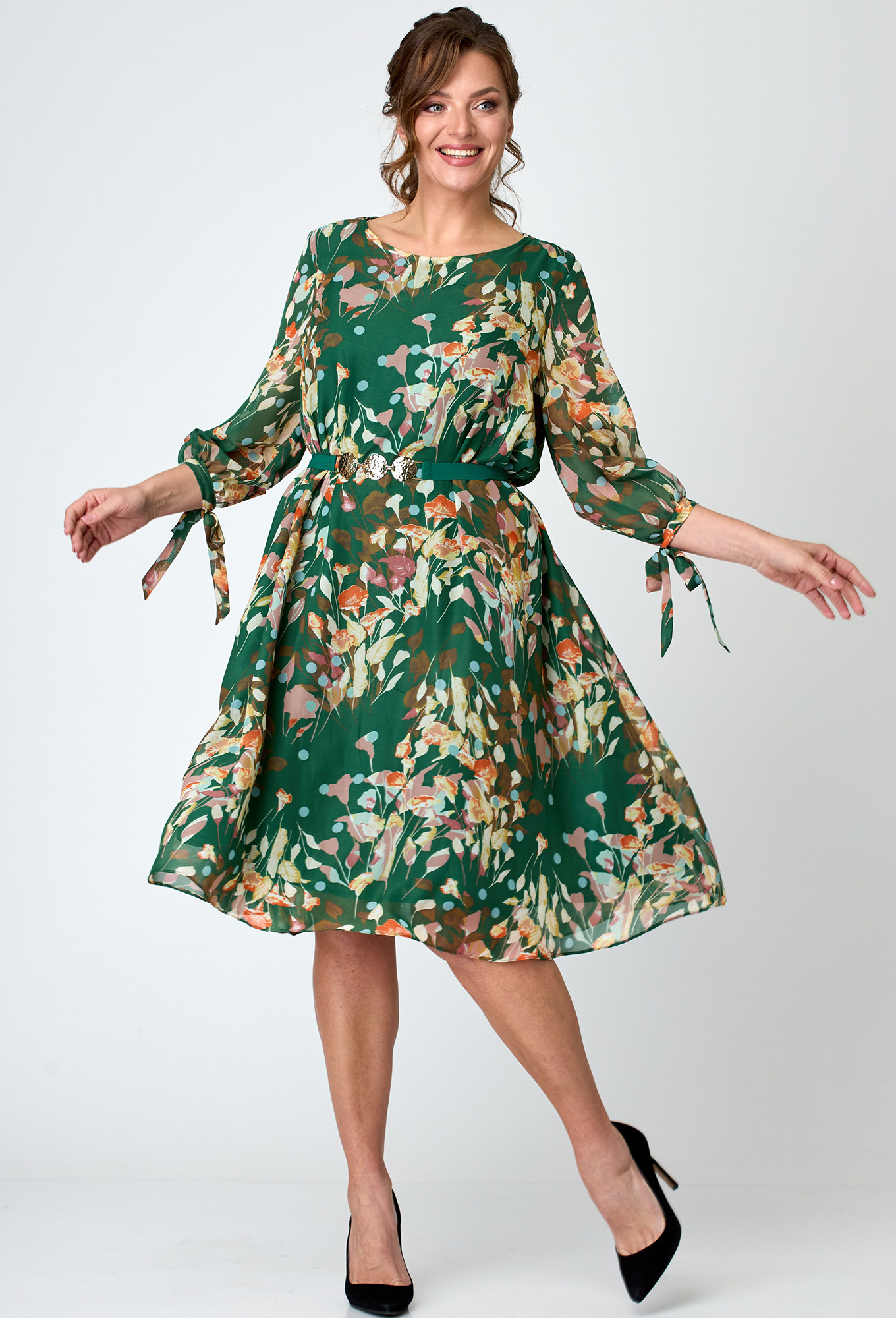 ст. цена2199руб.! Платье Michel Chic 2049 зеленый цветы