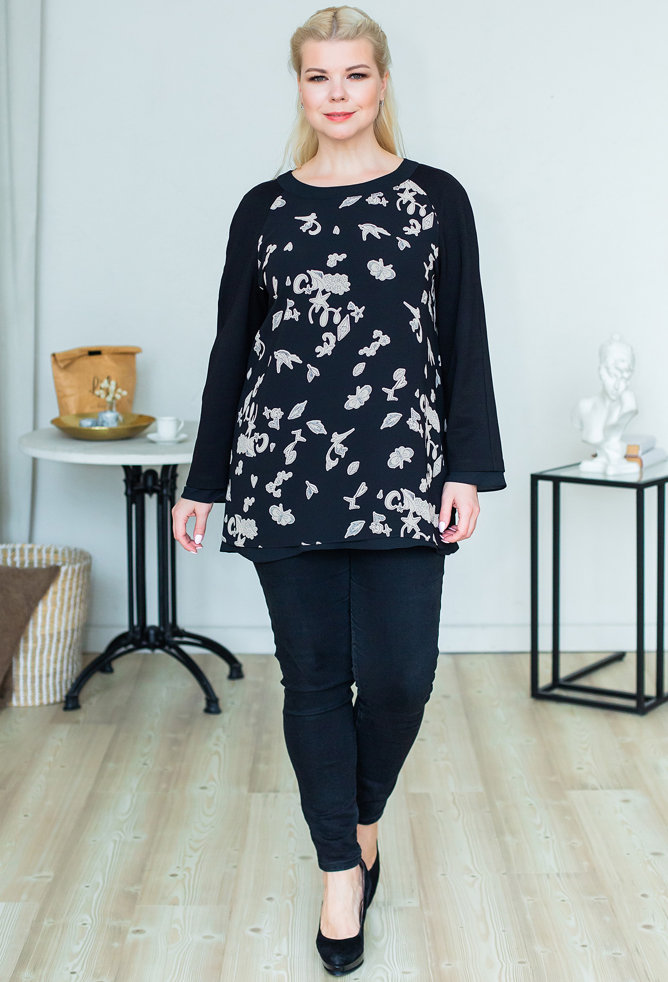 ст. цена1599руб.! Туника ASV 2302 бежево-черный