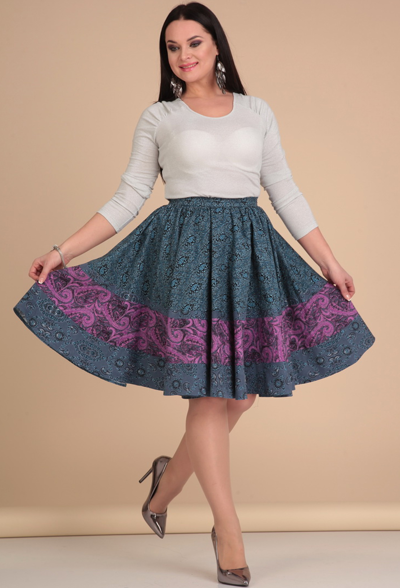 ст. цена1799руб.! Юбка Lady Line 419 серо-голубой