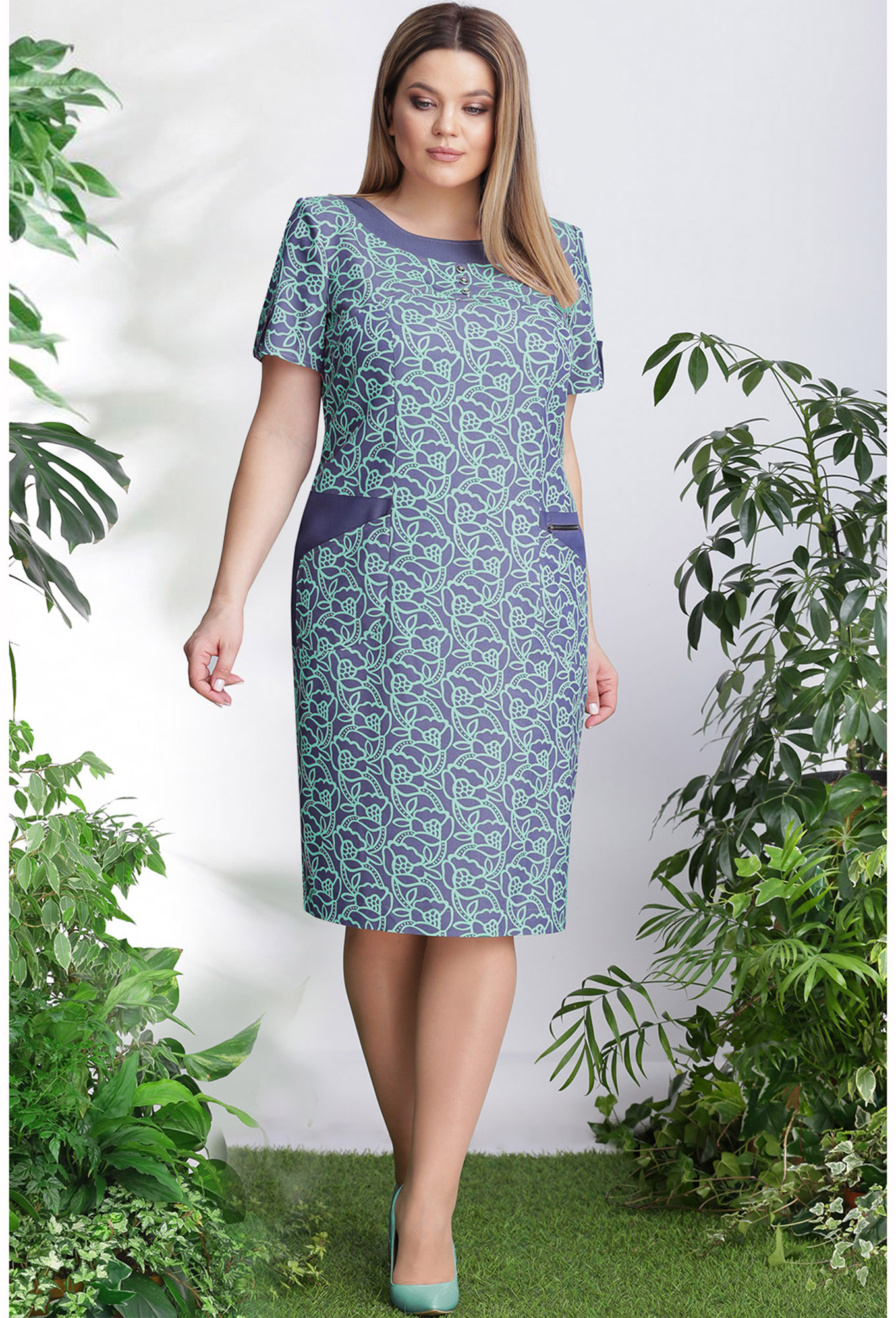 ст. цена1999руб.! Платье Lenata 11905 мятный узор