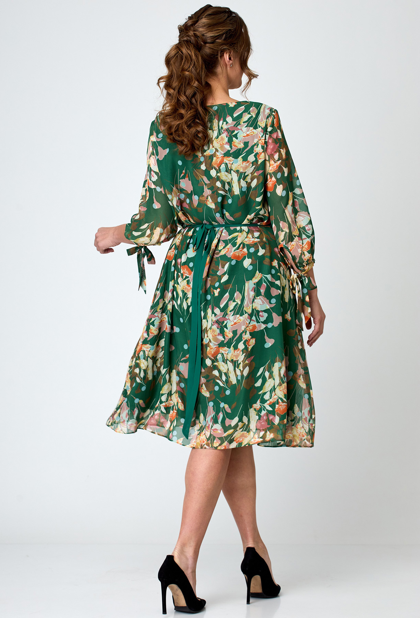 ст. цена2199руб.! Платье Michel Chic 2049 зеленый цветы