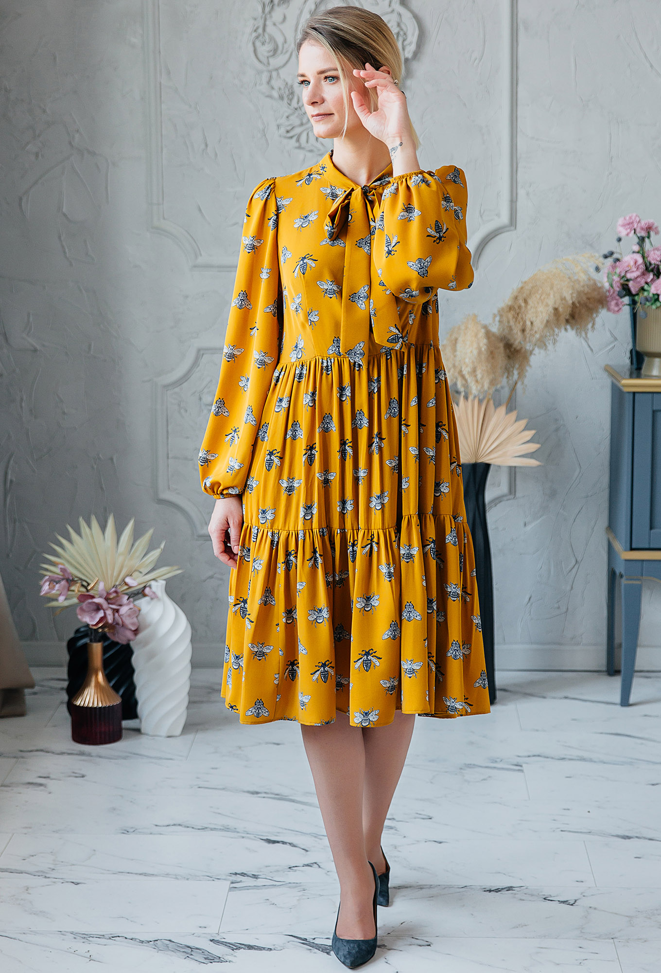 ст. цена2199руб.! Платье ASV 2440 горчичный