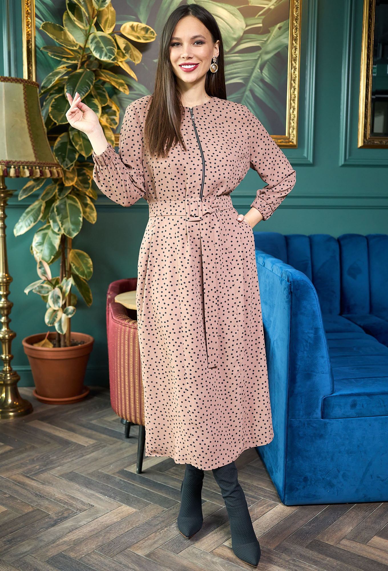 ст. цена2499руб.! Платье Anastasia Mak 903 бежевый горох