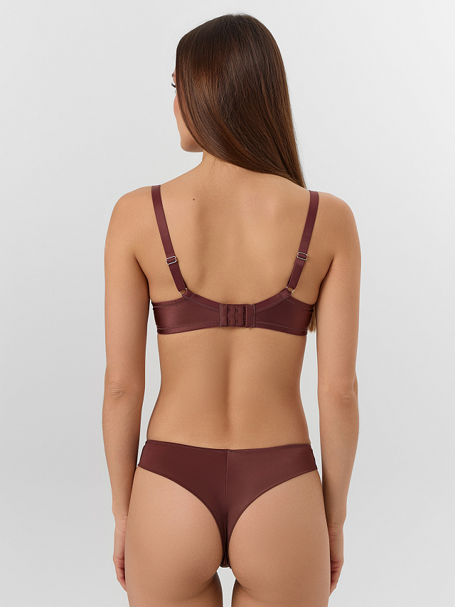 Бюстгальтер макси женский коричневый с сатиновым блеском