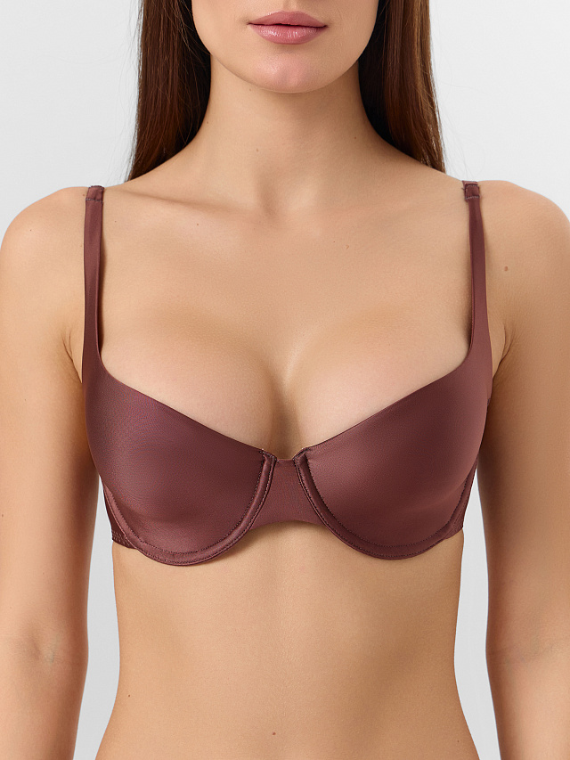 Бюстгальтер женский с мягкими чашками и сатиновым блеском