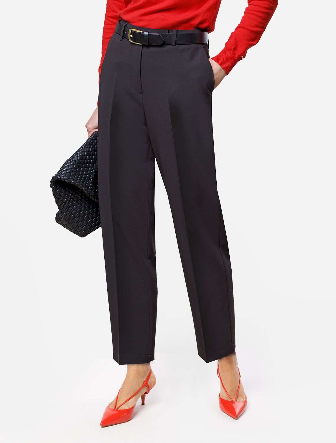 Укороченные, прямые брюки из поливискозы с эластаном