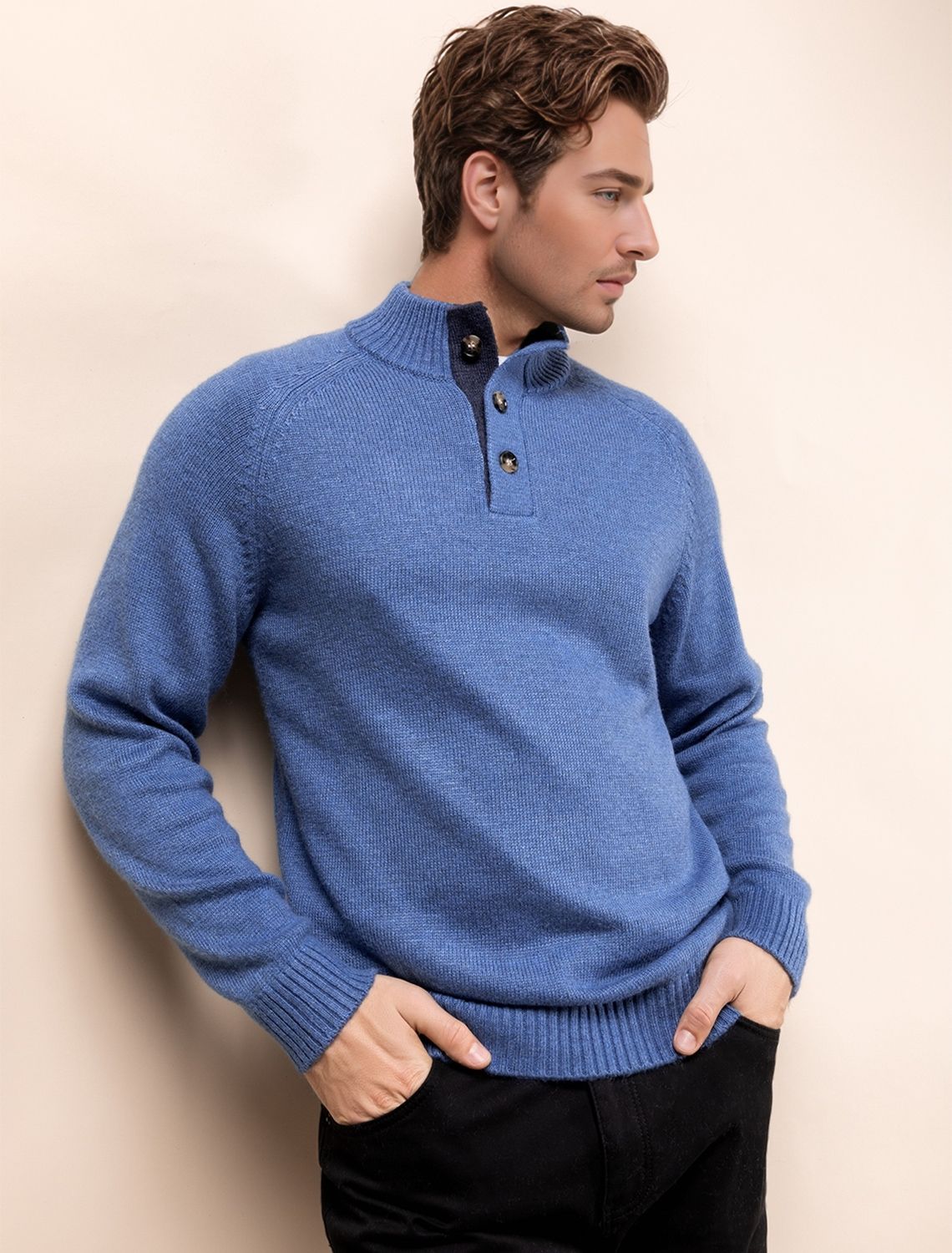 Свитер из теплой пряжи с шерстью с застежкой на крупные пуговицы