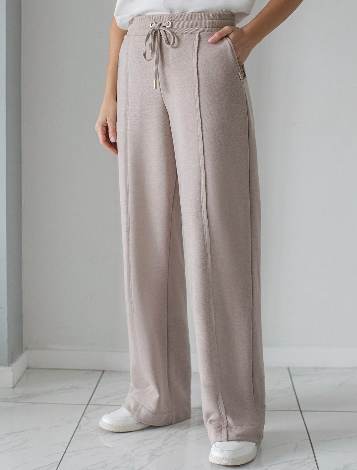 Брюки прямые из премиального футера двухнитки с эластаном