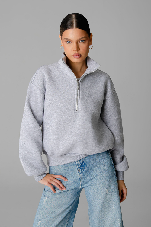 Арт. 1904 Свитшот женский с начесом полузамок 42-50 (5 шт)