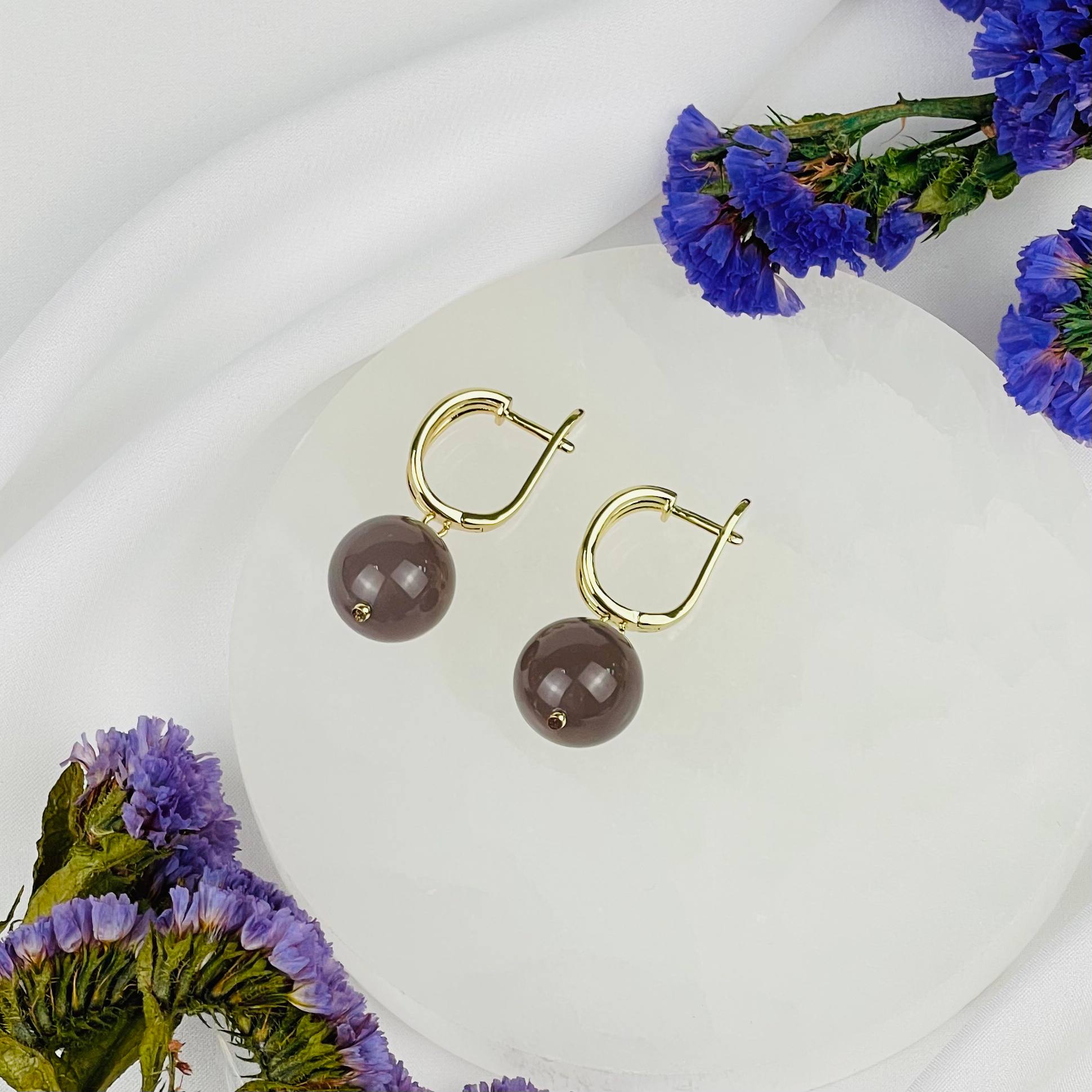 Радуга Самоцветов Серьги из серого Агата