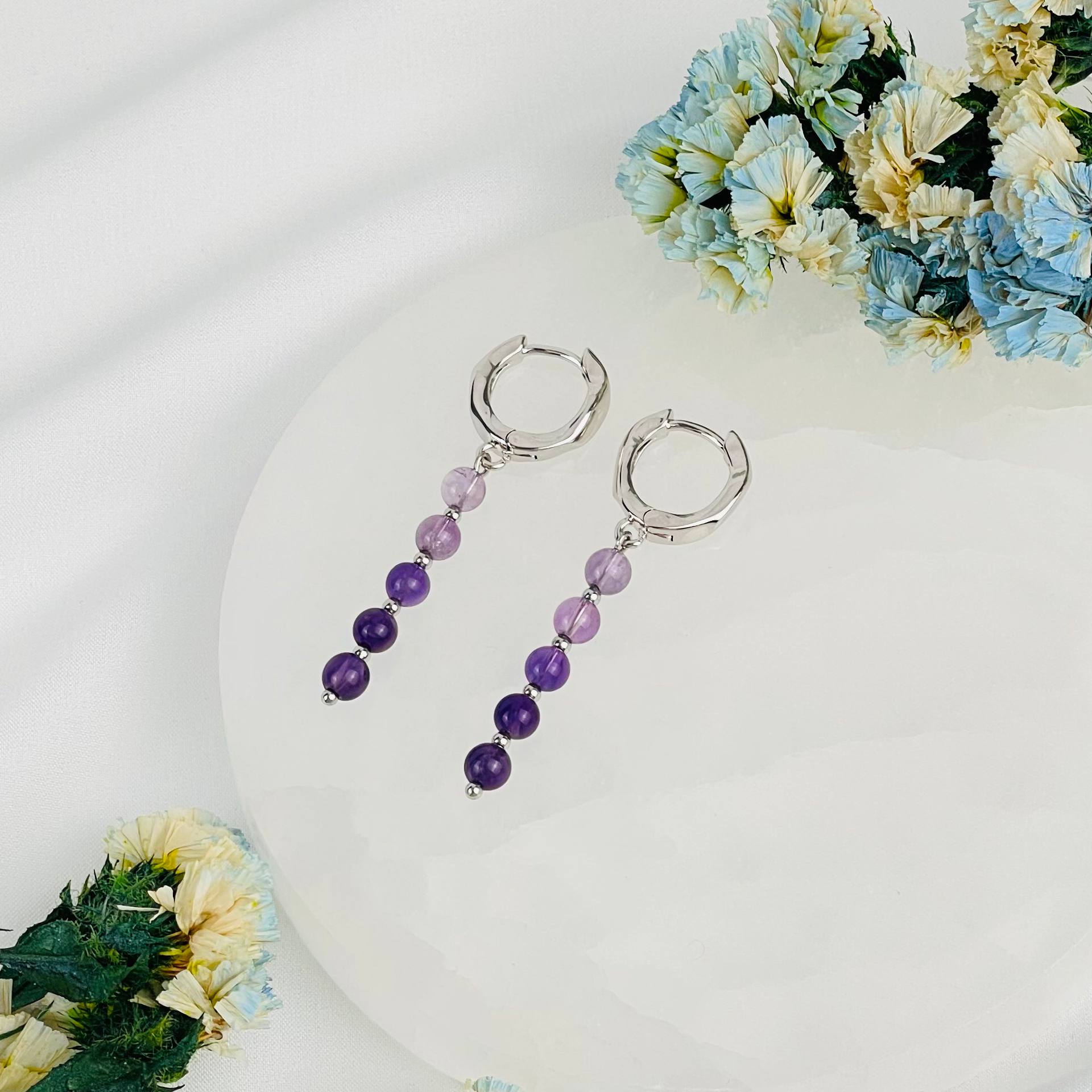 Радуга Самоцветов Серьги длинные из Аметиста