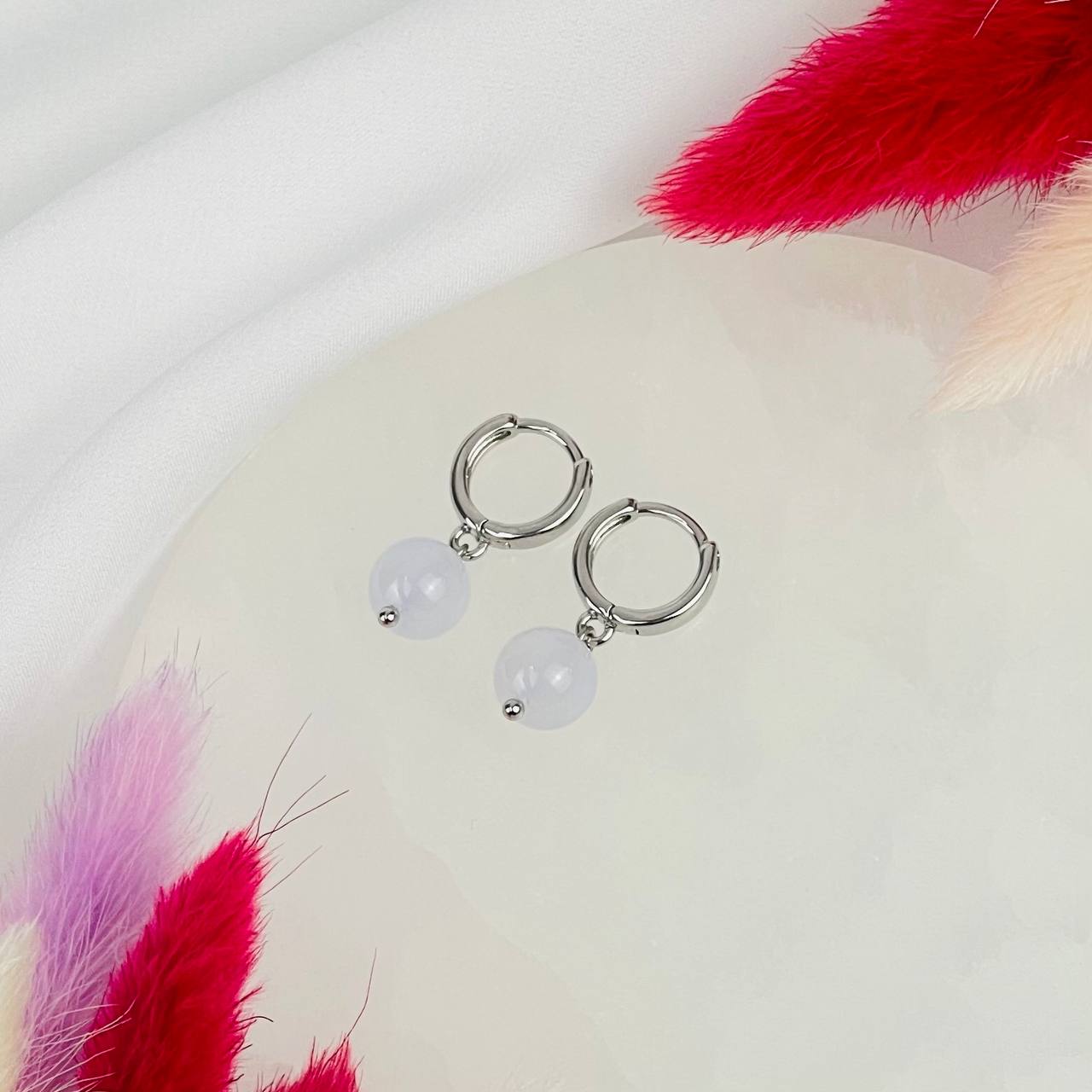 Радуга Самоцветов Серьги из голубого Халцедона