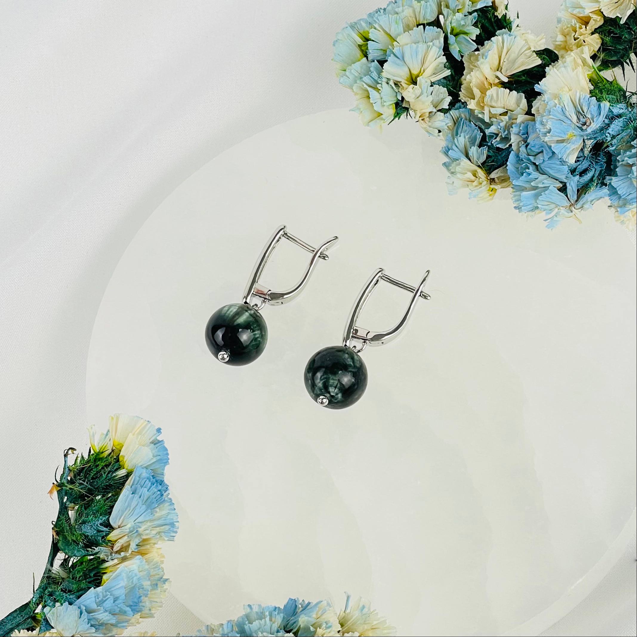 Радуга Самоцветов Серьги из Серафинита