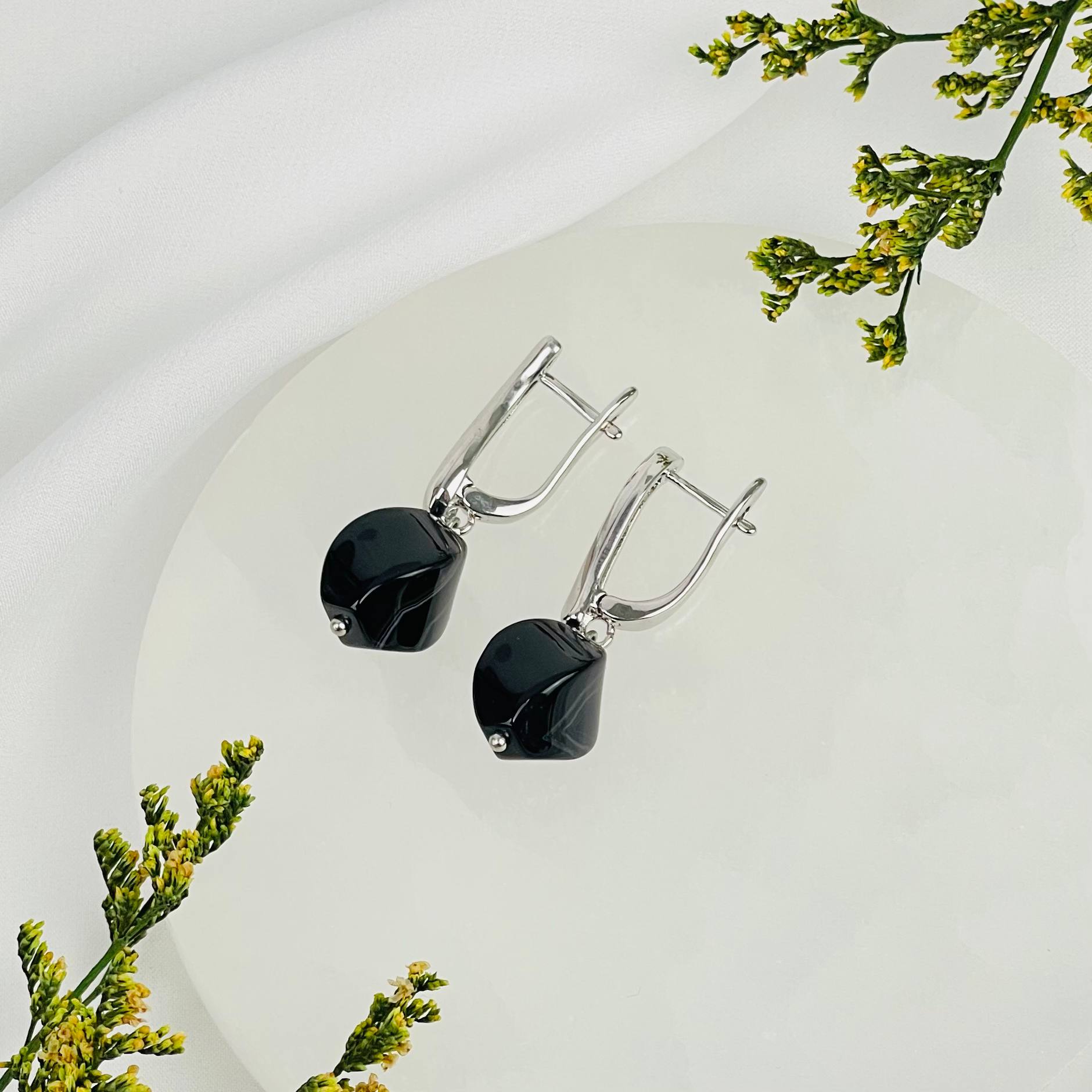 Радуга Самоцветов Серьги из полосатого Агата