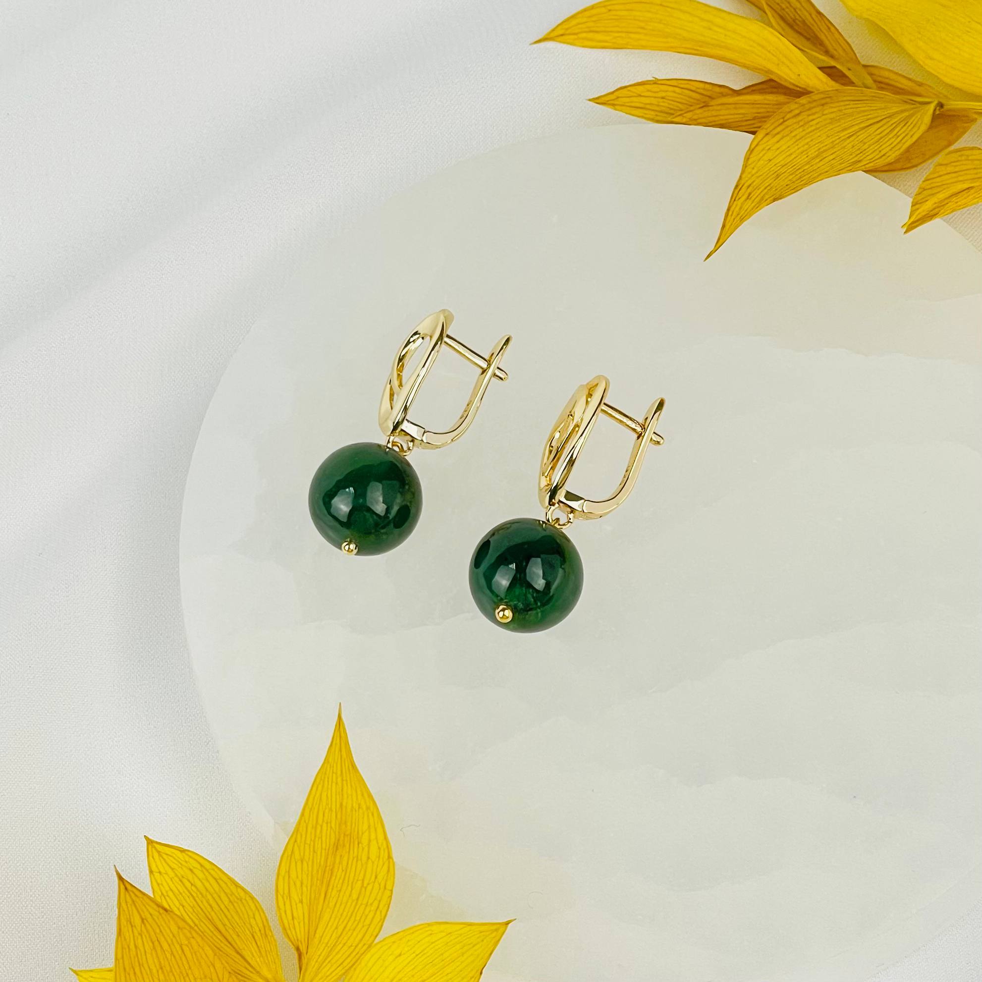 Радуга Самоцветов Серьги из Нефрита