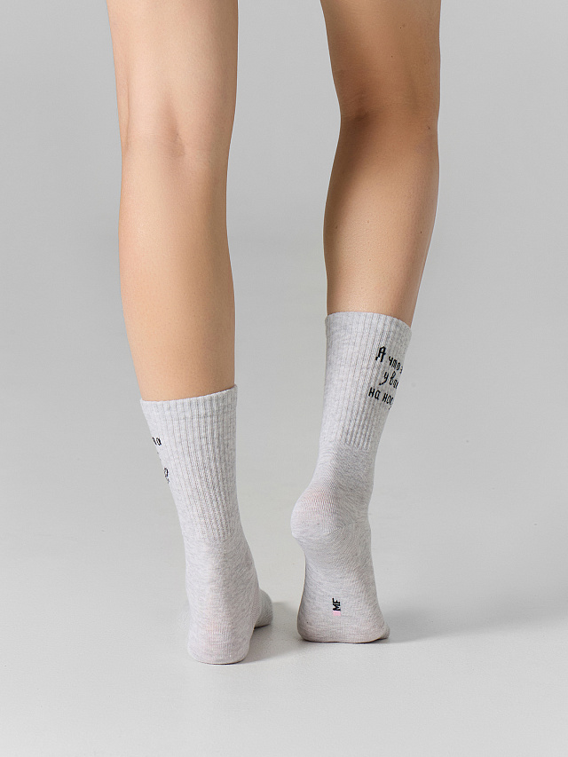 Носки женские серые с надписью
