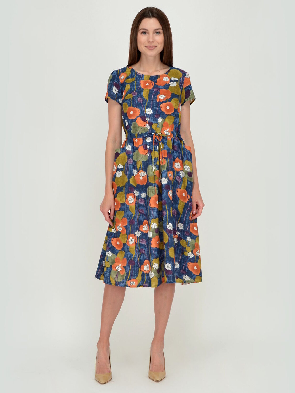 ст. цена1476руб.! VISERDI Платье 10001-джс 450600Джинс/оранжевый