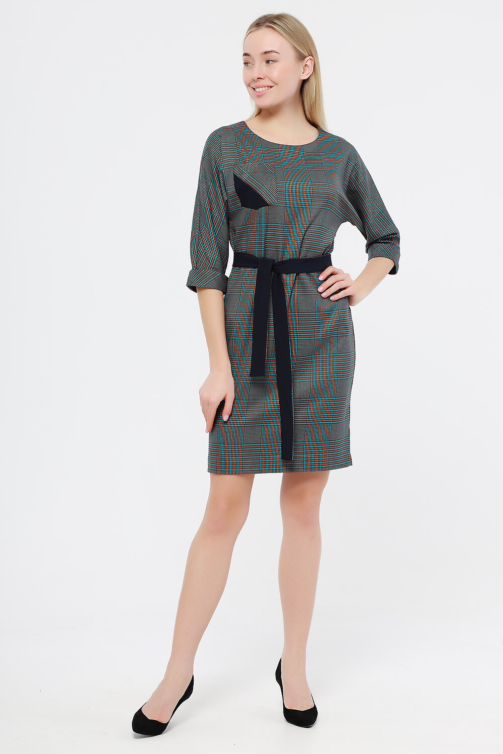 ст. цена2286руб.! VISERDI Платье 10162-бок 410980бирюзово-синий