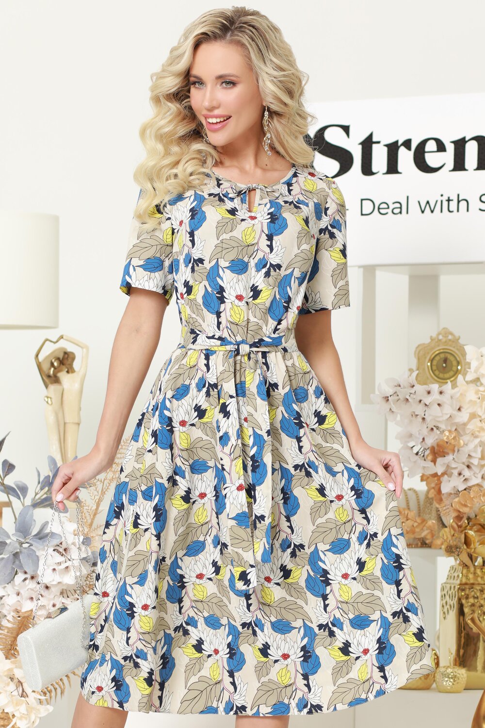 ст. цена2090руб.! DStrend Платье П-2983Серо-зелёный