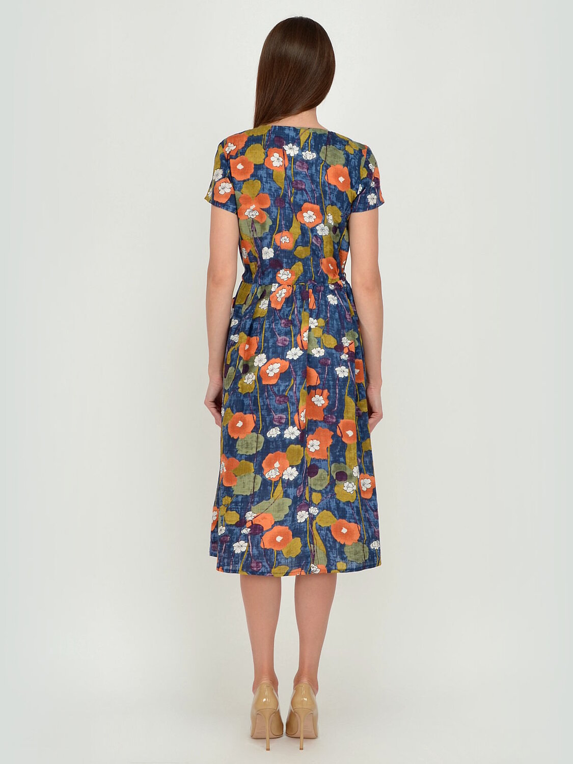 ст. цена1476руб.! VISERDI Платье 10001-джс 450600Джинс/оранжевый