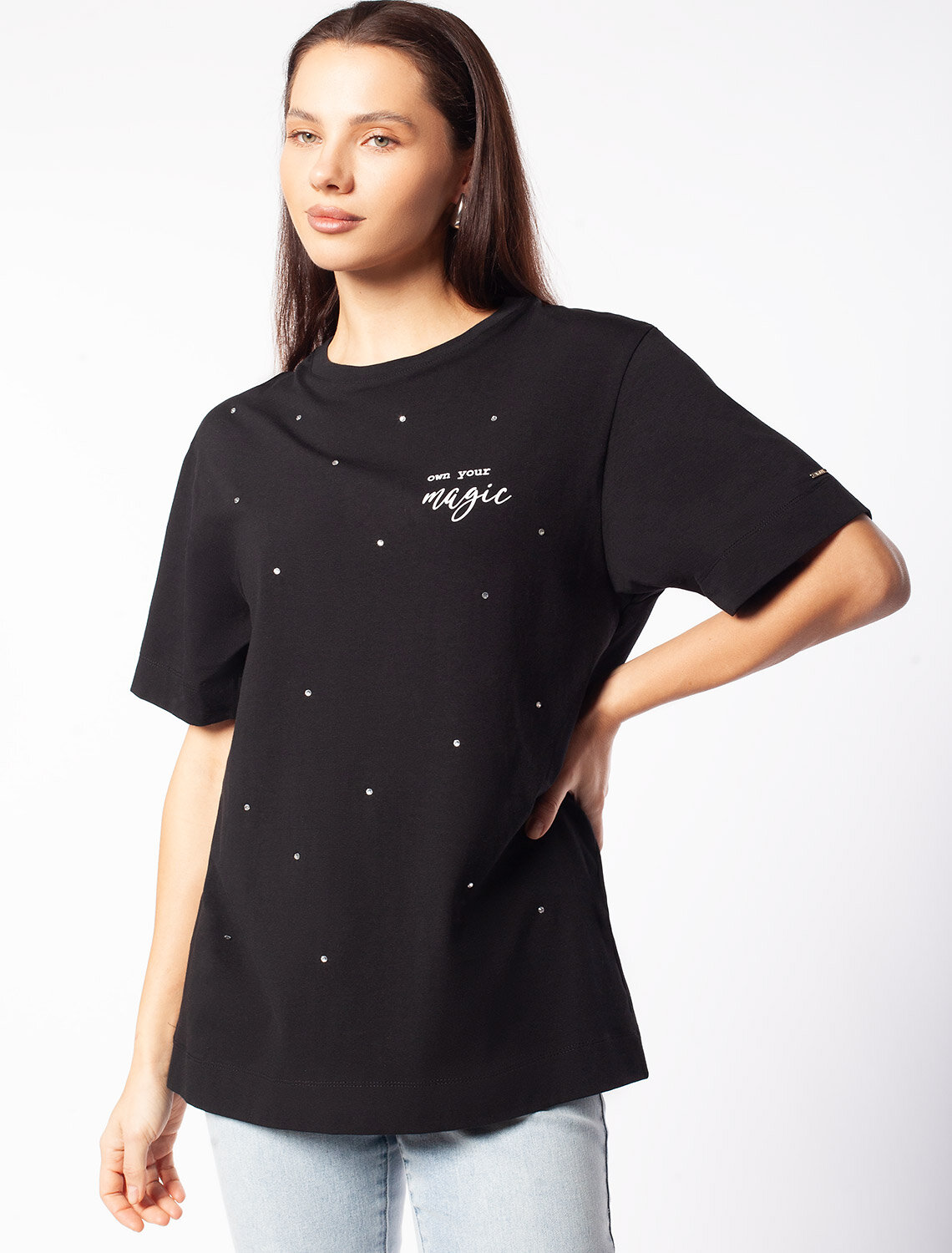 ст. цена1690руб.! VILATTE Футболка D49.978черный_own your magic