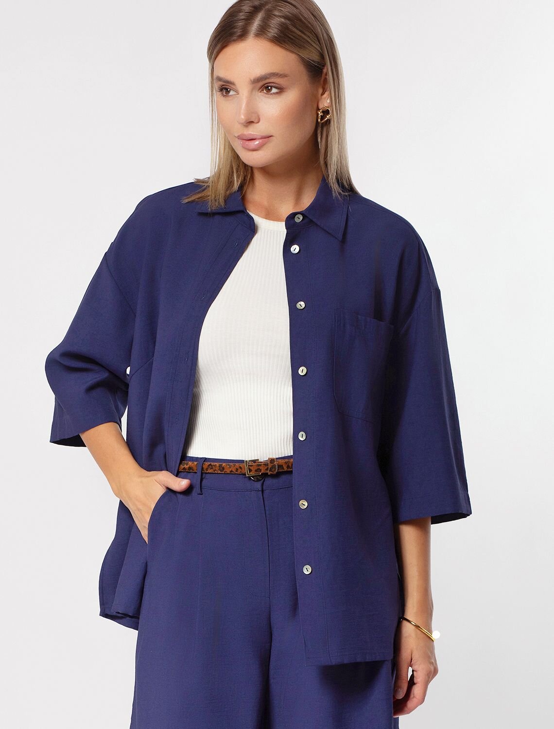 ст. цена1990руб.! VILATTE Блузка D29.238дымчатый синий