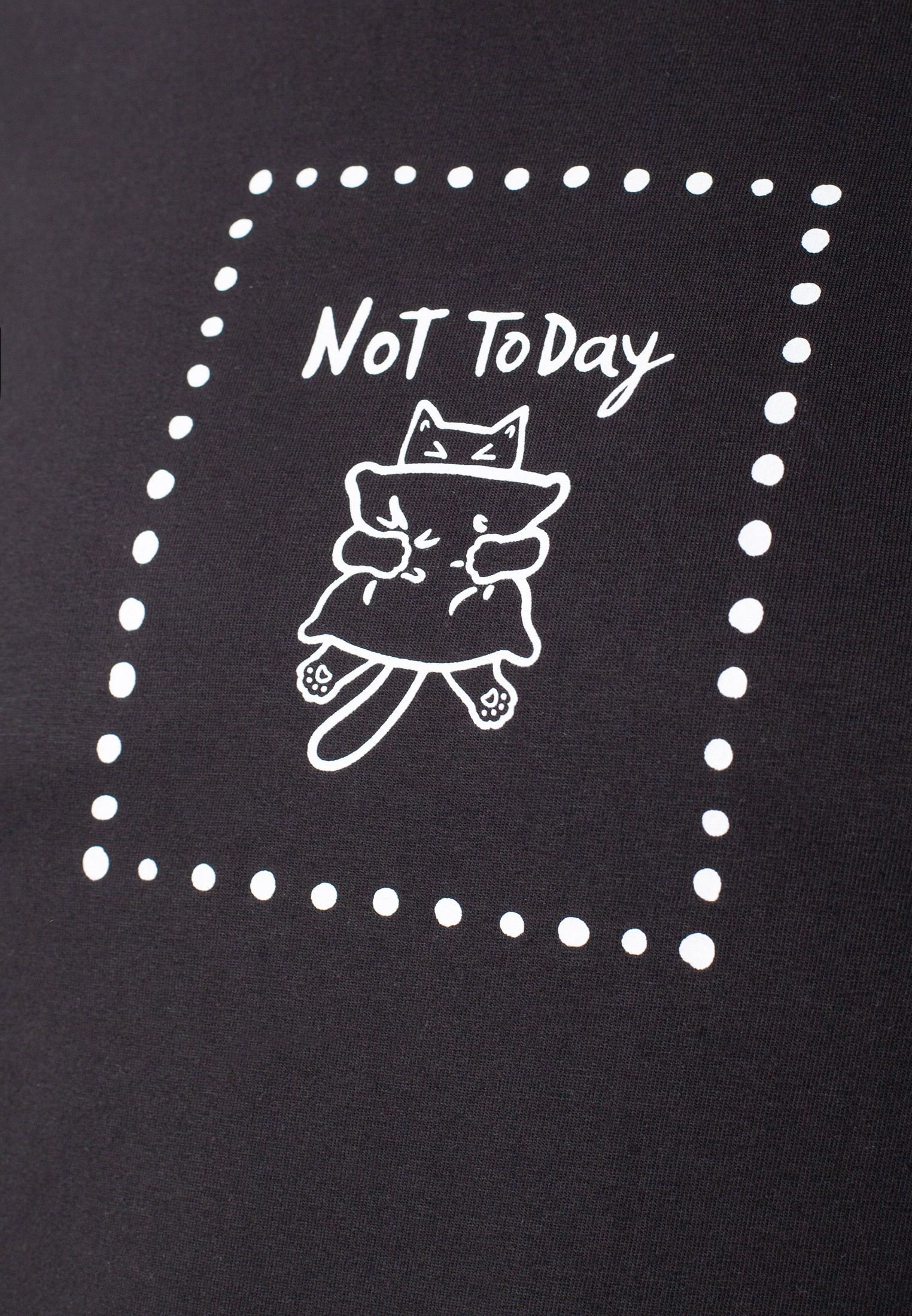 Ст.цена 1190р Футболка с принтом свободная эластичная из премиального хлопка D49.136 черный_not today