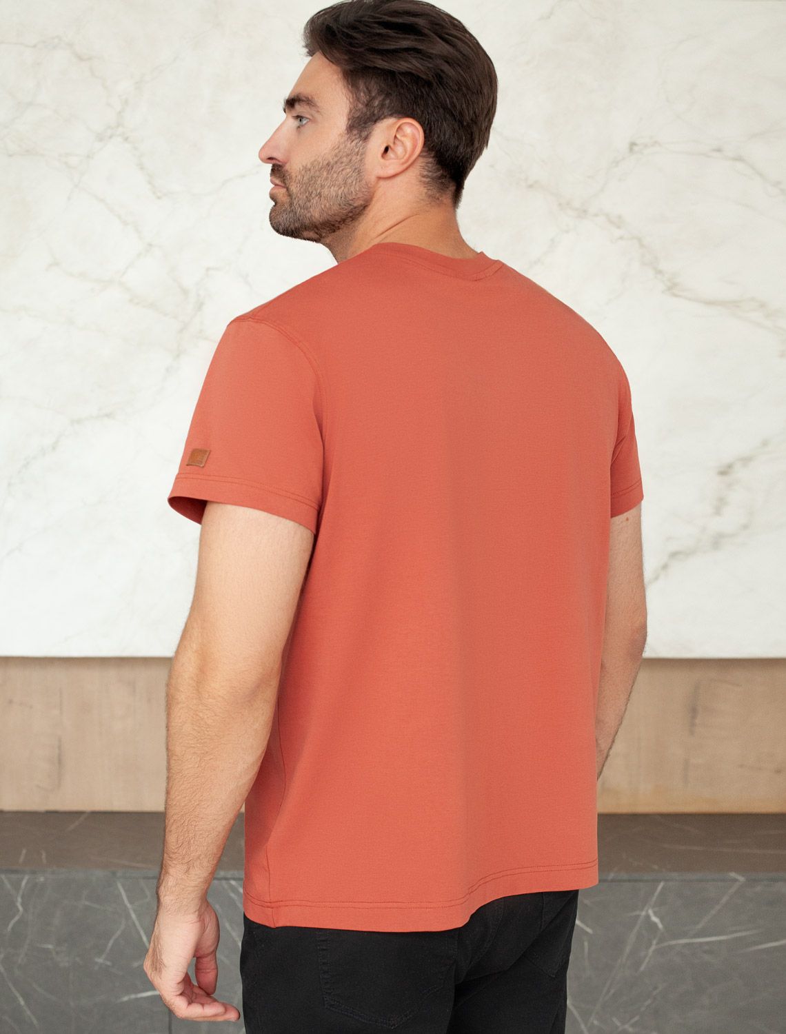 Ст.цена 1190р Футболка из премиального хлопка с авторским принтом U49.045 кирпичный_mountains adventure