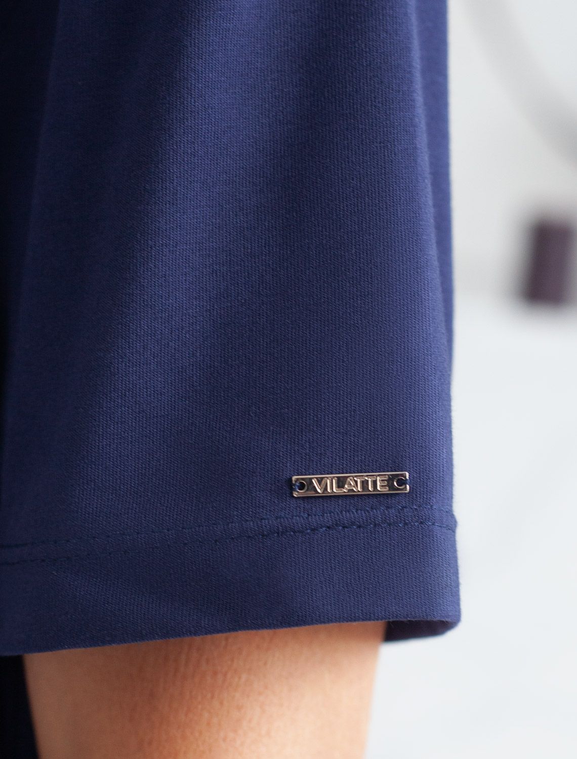 Ст.цена 1250р Футболка с принтом свободная эластичная из премиального хлопка D49.136 т.синий_moncheri