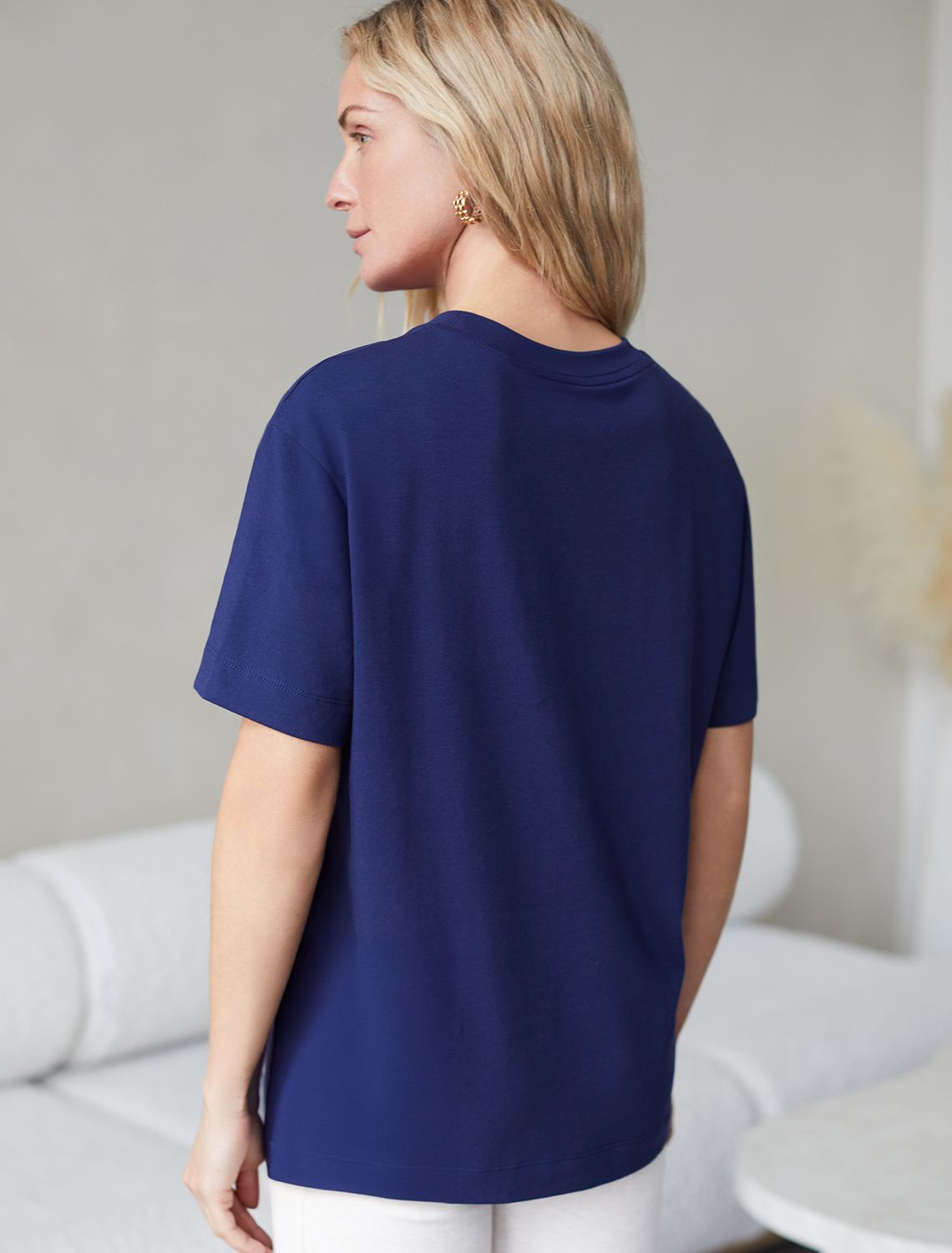 Ст.цена 1250р Футболка с принтом свободная эластичная из премиального хлопка D49.136 т.синий_moncheri