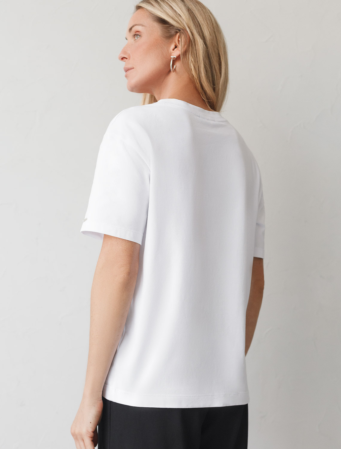 Ст.цена 1190р Футболка с принтом свободная эластичная из премиального хлопка D49.136 белый_not today