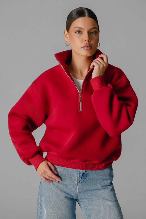 Арт. 1902 Свитшот женский с начесом полузамок 42-50 (5 шт)