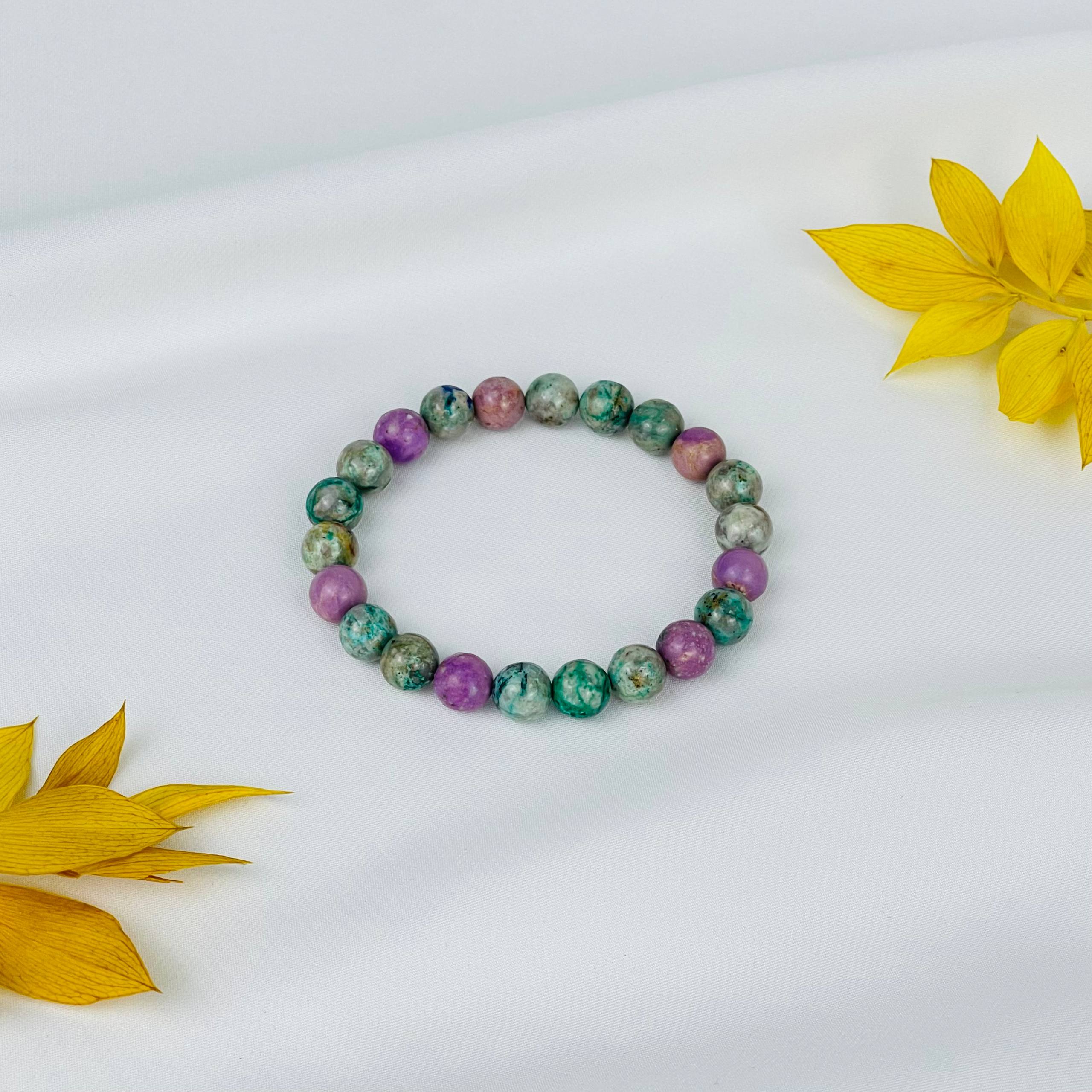 Радуга Самоцветов Браслет из Фосфосидерита и Варисцита