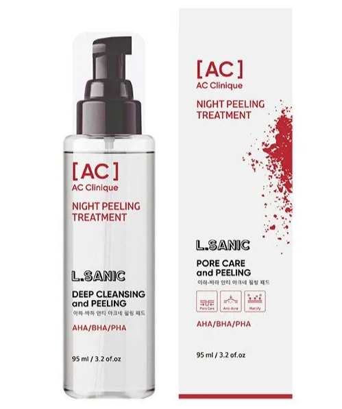 Обновляющая и отшелушивающая сыворотка-пилинг с AHA, BHA, PHA кислотами, 95мл, L.Sanic