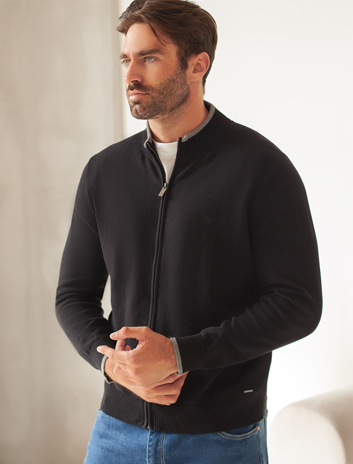 Кардиган на молнии из хлопка с нейлоном