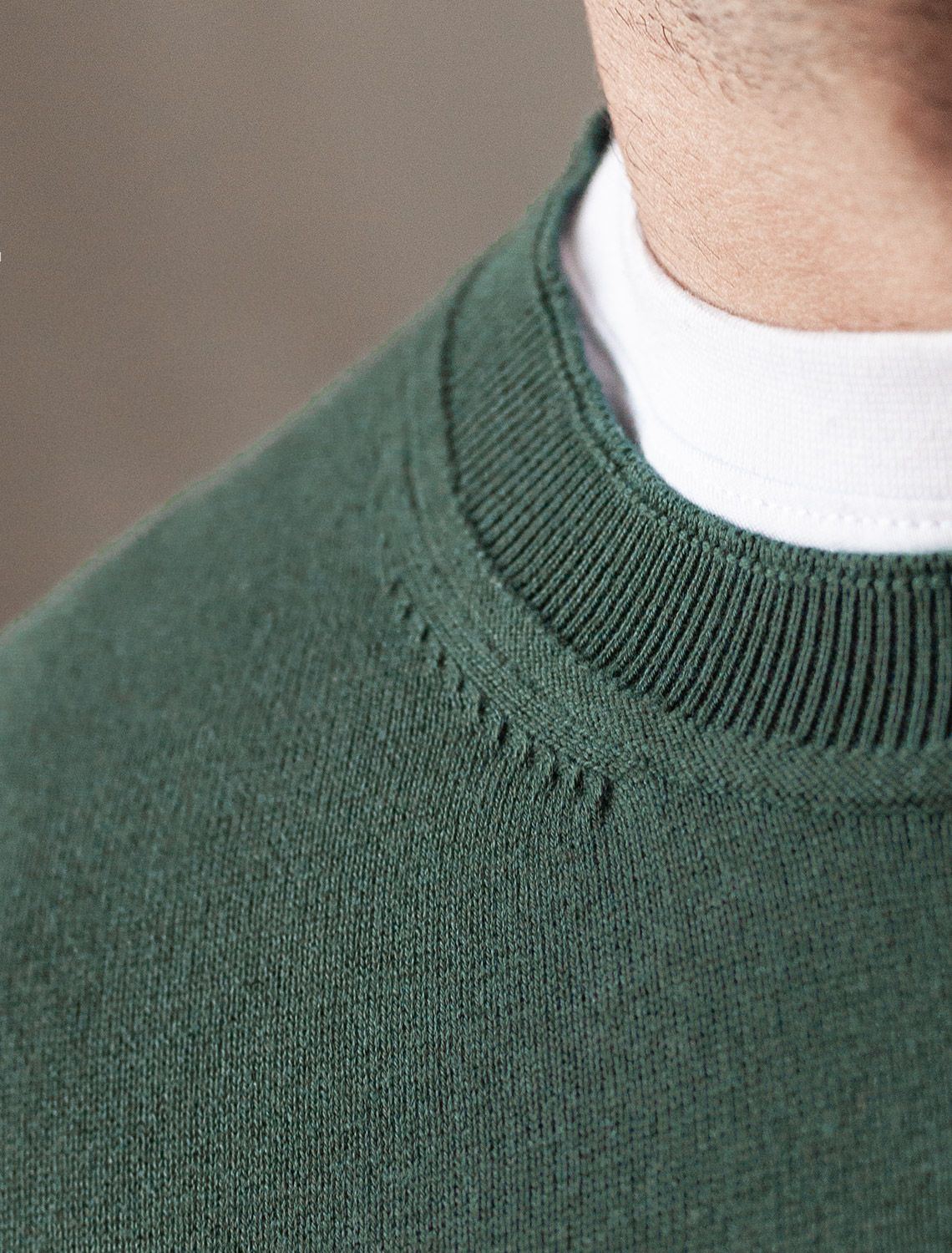 Джемпер с круглым воротом из хлопка с нейлоном