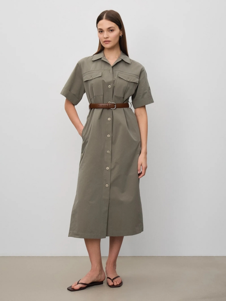 Платье рубашечного кроя ,
хлопок - 100% ,