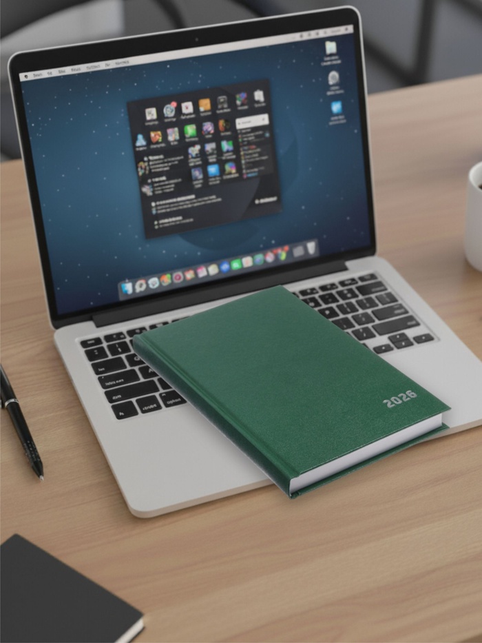 Ежедневник датированный Calligrata, А5, 2026, твёрдая обложка из бумвинила, 168 листов, тёмно-зелёный