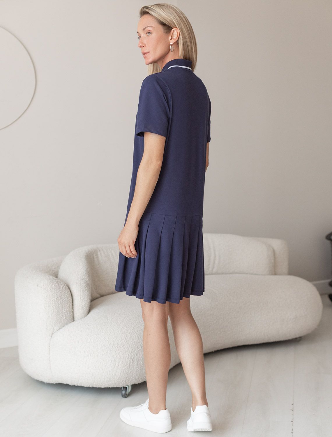 Платье-поло из фактурного трикотажа D42.099 т.синий