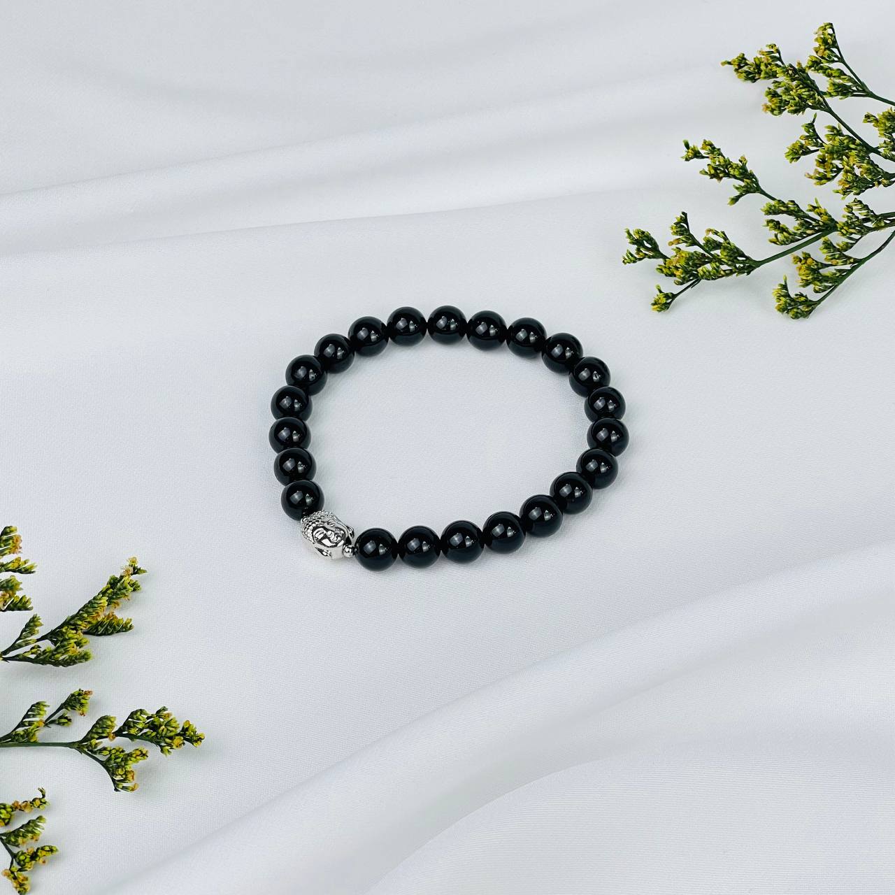 Радуга Самоцветов Браслет Будда из черного Турмалина (Шерл)