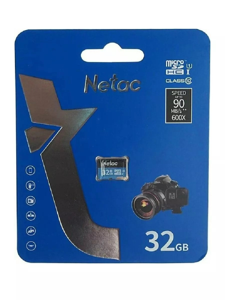 Карта памяти MicroSD Netac 32GB class 10 без адаптера USH-1 (90Mb/s)