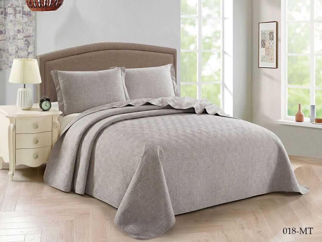 Покрывало стеганное Мускат с наволочками шт MT Клео, MT-018, серо-бежевый