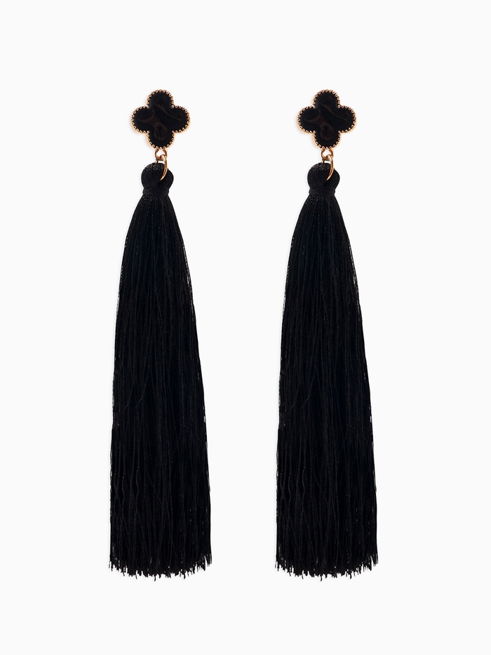 Серьги «Кисти», цвет чёрный в золоте, L кисти 8.7 см