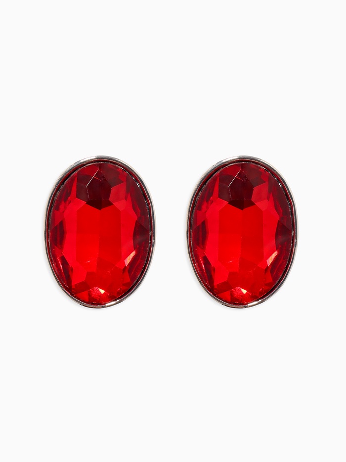 Клипсы «Вечеринка» овалы, цвет красный в серебре