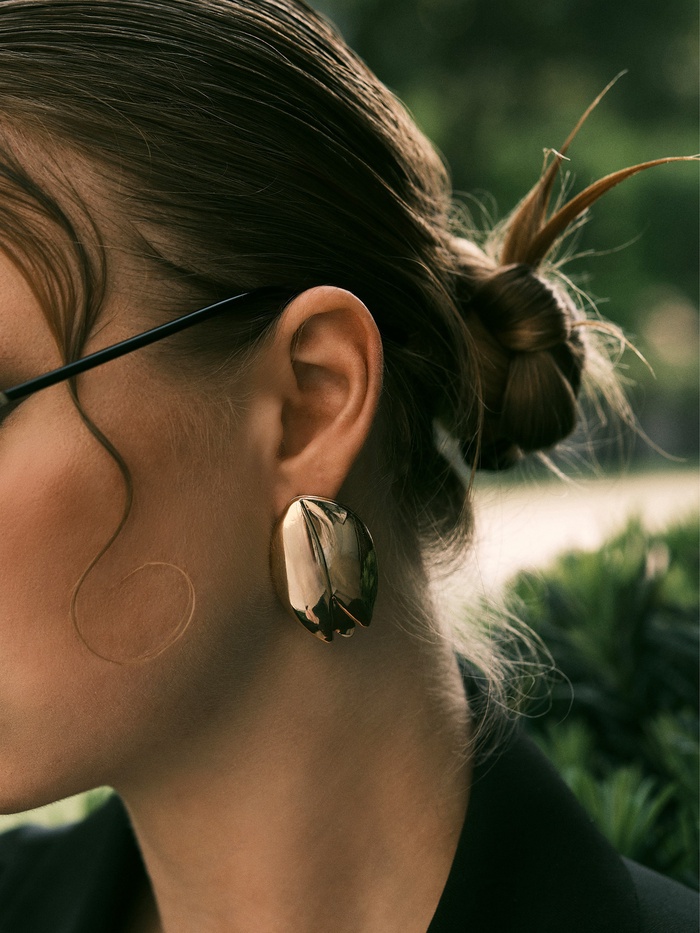 Серьги металл «Тюльпан» цветок, цвет золото