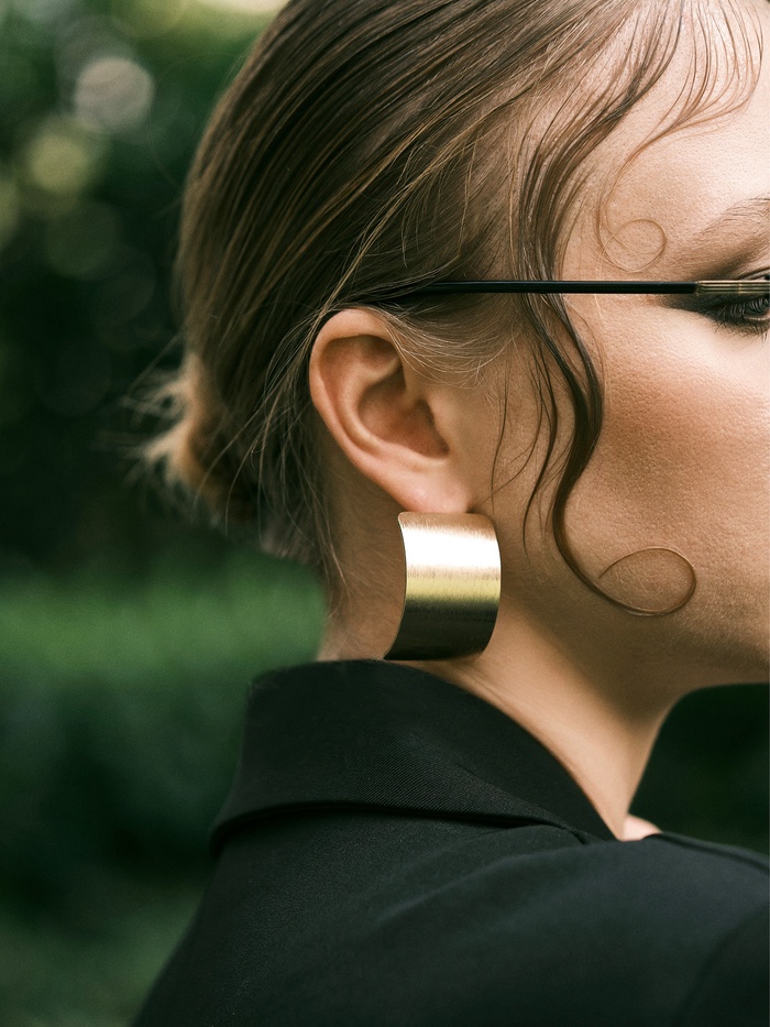 Серьги металл «Дуга» гладкая, тренд, цвет золото